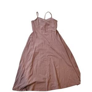 Pact fit & flare midi dress plum womens large tank swing pockets casual active